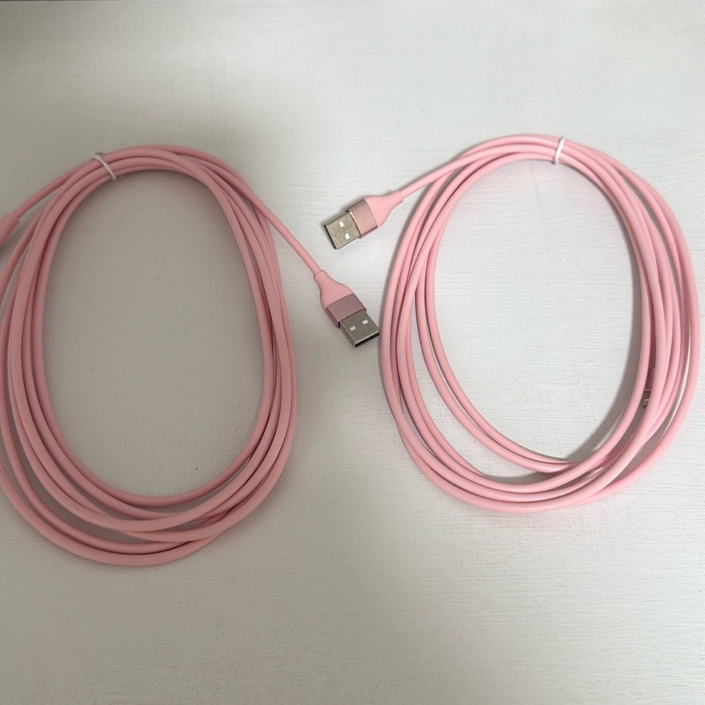 Two Brand New Pink iPhone Charging Cord